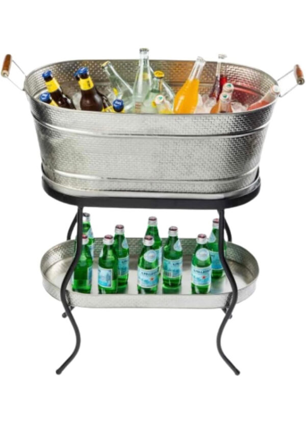 Metal Beverage Tub on Stand - Image 2