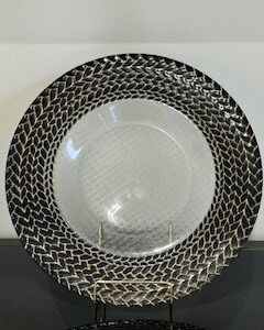 a plate on a shelf