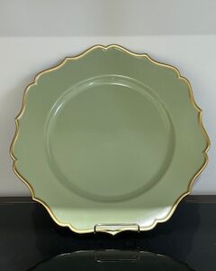 a plate on a shelf