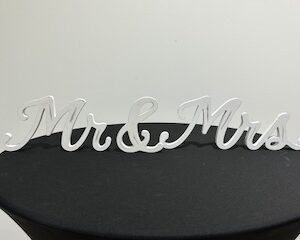 "Mr & Mrs" Table Sign - White