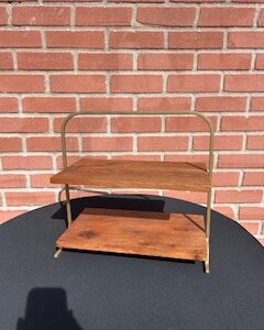 2-Tiered Wooden with Gold Display Stand