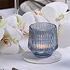 Blue Ribbed Glass Votive Holder