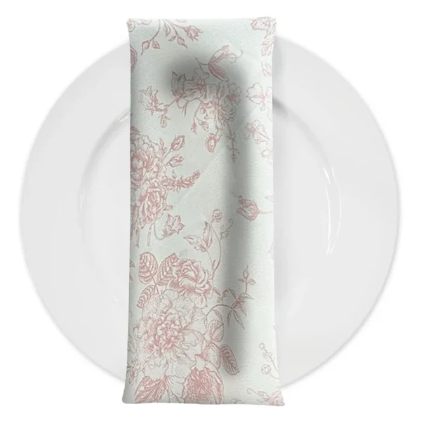 French Toile Napkin - Dusty Rose