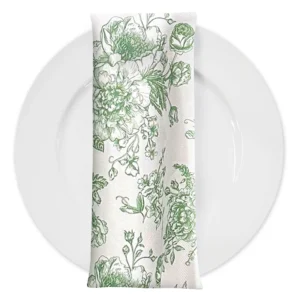 French Toile Napkin - Willow Green
