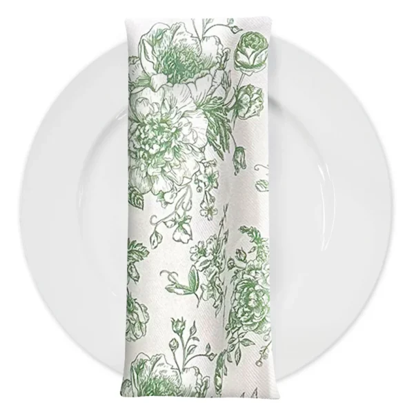 French Toile Napkin - Willow Green