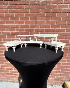 Set of 5 White Wooden Dessert Stands
