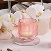 Pink Ribbed Glass Votive Holder