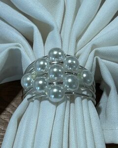 Napkin Rings - Silver with White Pearls