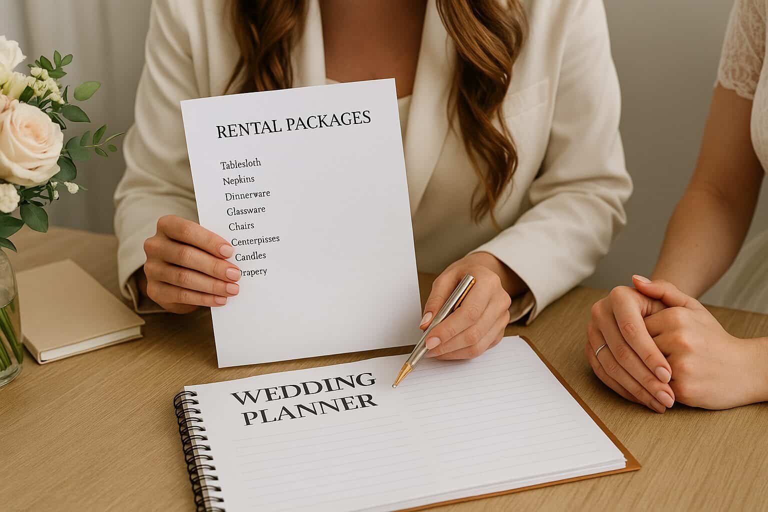 Wedding rental packages with tables, chairs, and decor for seamless event planning.